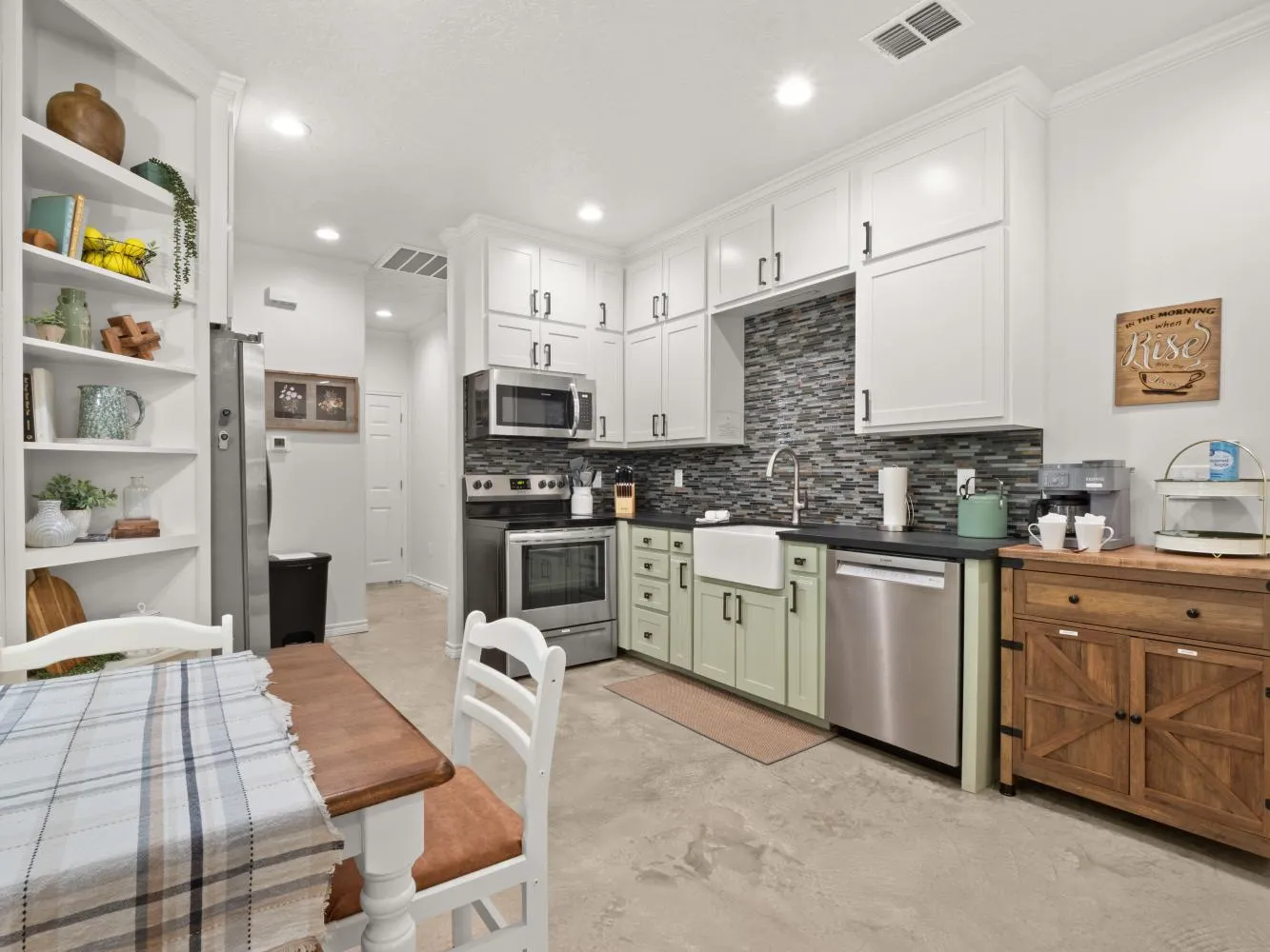 The kitchen is well equipped to handle 6 guests.