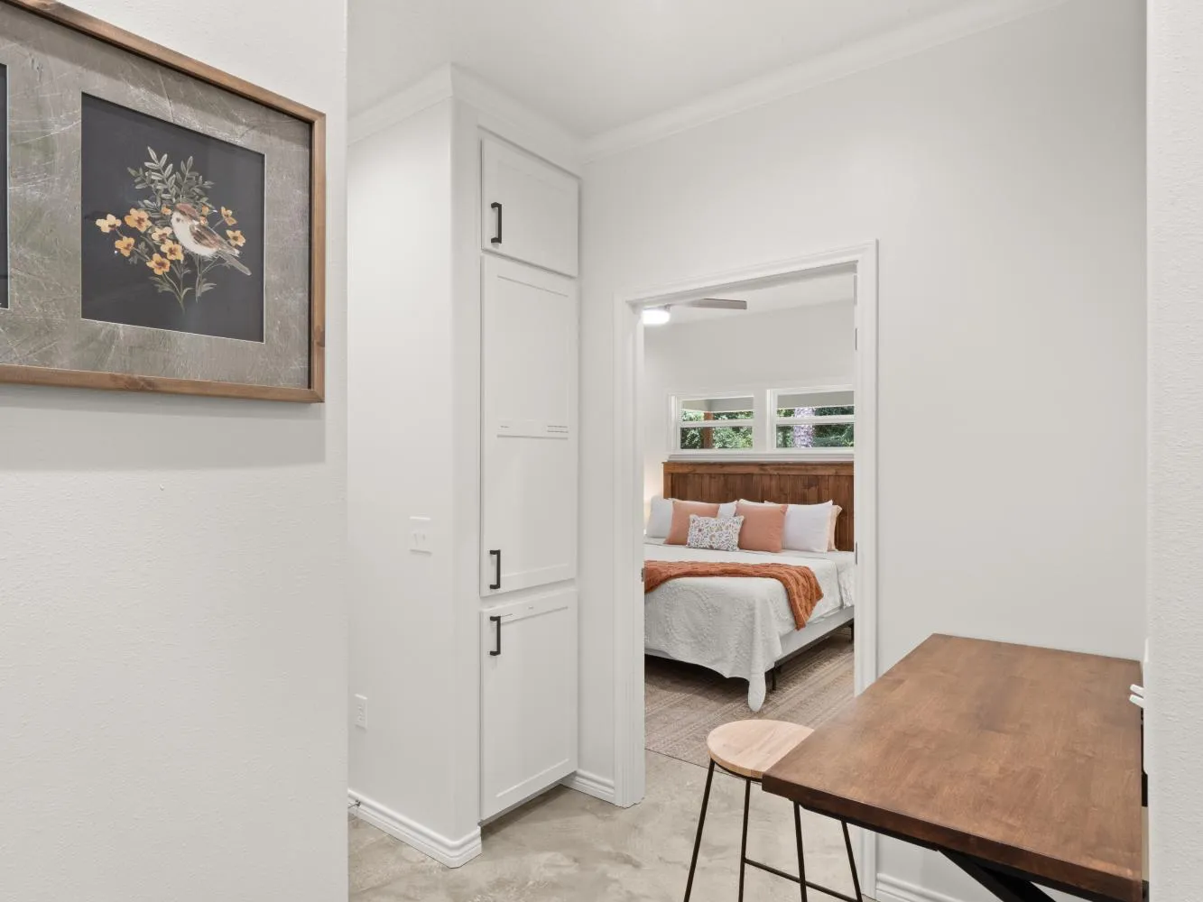 View of the master bedroom from the study area.